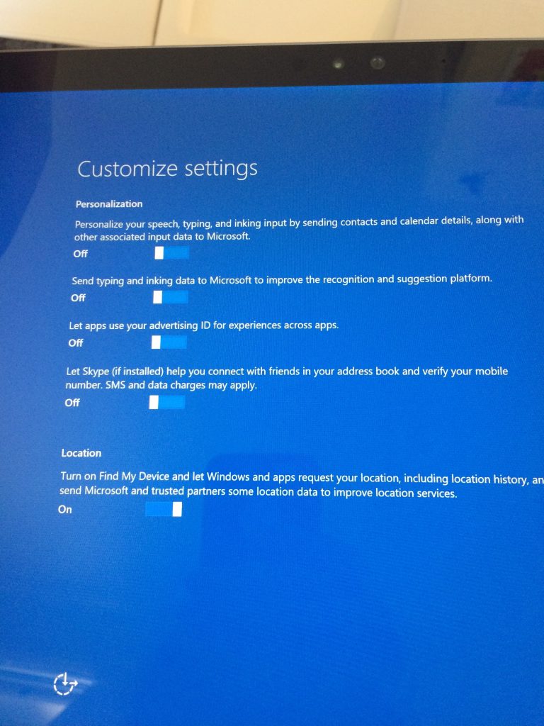 Not planning on using the stock Windows browser, don't have any other Windows machines to share updates with. Though that's a clever idea. There were a lot more pages of switches to turn off than this; I only photographed the ones that I wanted to tweet snarkily about.